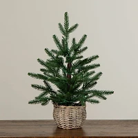 1.5ft. Pre-Lit Artificial Mini Christmas Tree in Basket with 20 Warm White LED Lights