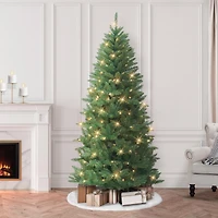 7ft. Pre-Lit Carson Artificial Pine Tree, Clear Lights