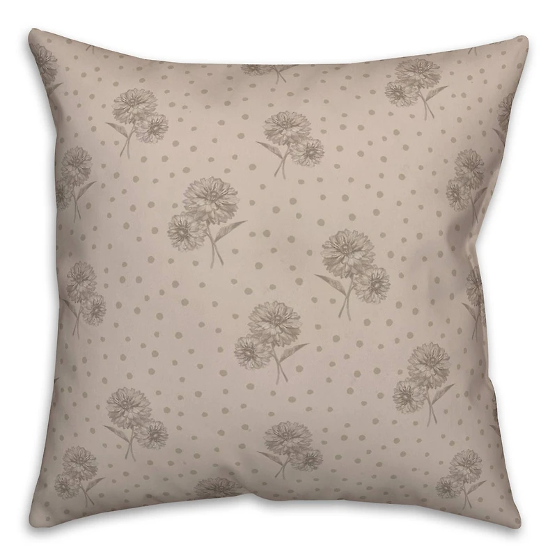 Floral Dots Throw Pillow
