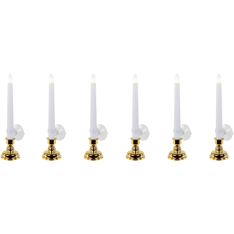 Single Light Window Candles with Remote and Timer - 10" - White - Set of 6