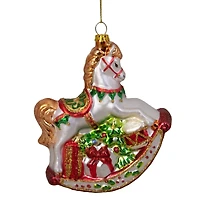 5" Glass Traditional Rocking Horse with Gifts Ornament