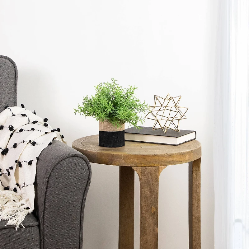 9" Green Leafy Foliage in Fabric Covered Pot