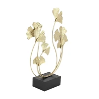22" Gold Metal Modern Nature Sculpture