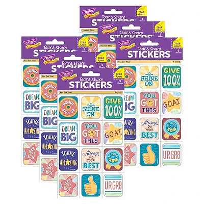 TREND Enterprises® You Got This! Tear & Share Stickers™, 6 Packs of 60