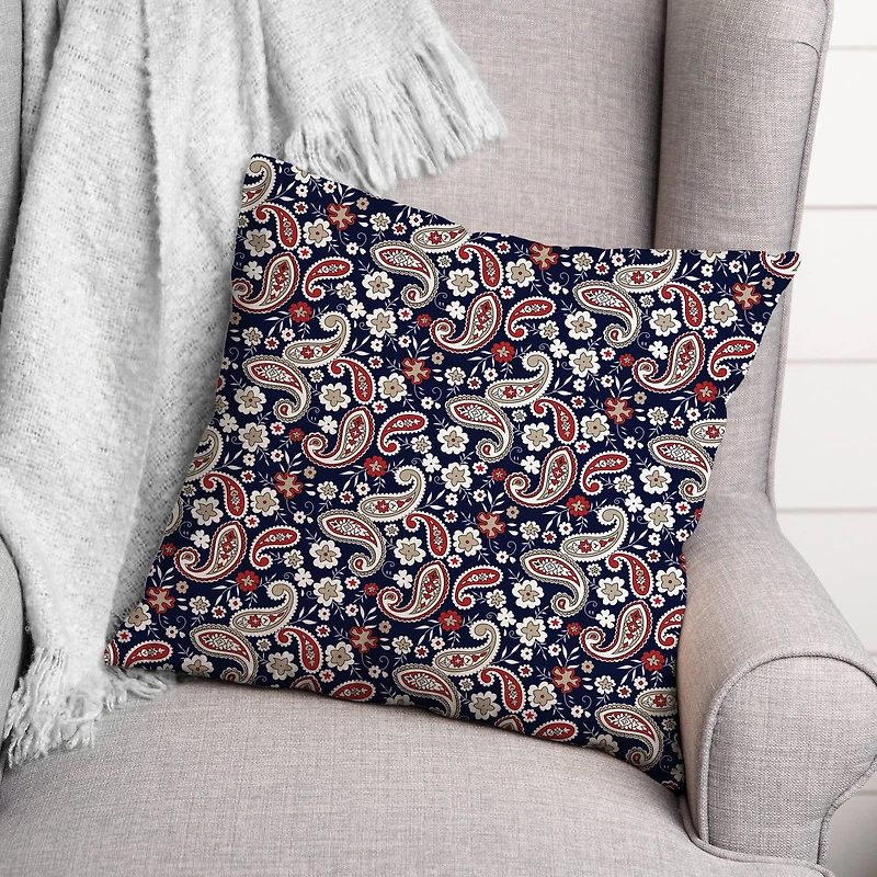 Patriotic Paisley Throw Pillow