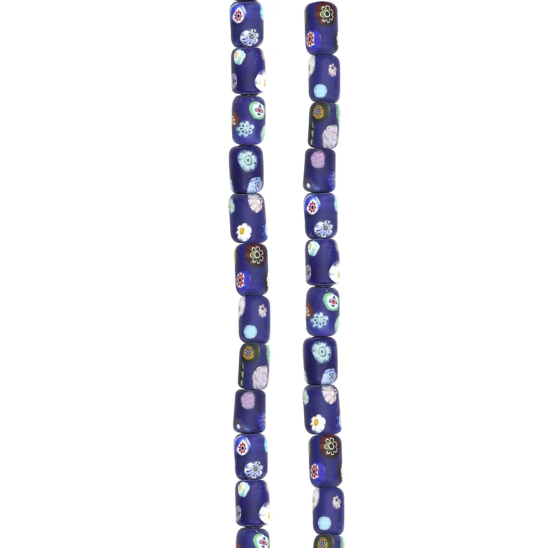 Blue Millefiori Tube Beads by Bead Landing®