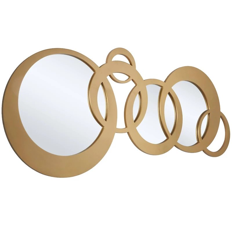 Gold Wood Circles Geometric Wall Mirror 56" x 1" x 23"
