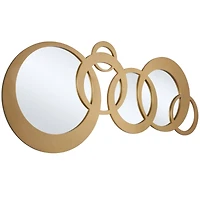Gold Wood Circles Geometric Wall Mirror 56" x 1" x 23"