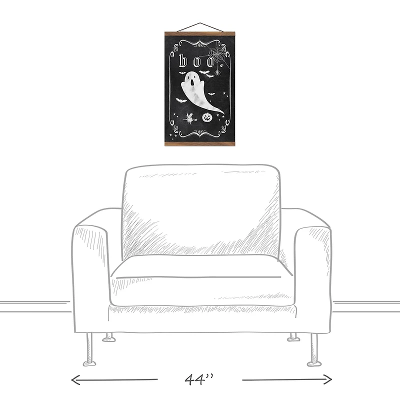 Boo Halloween Icons 12" x 18" Teak Hanging Canvas