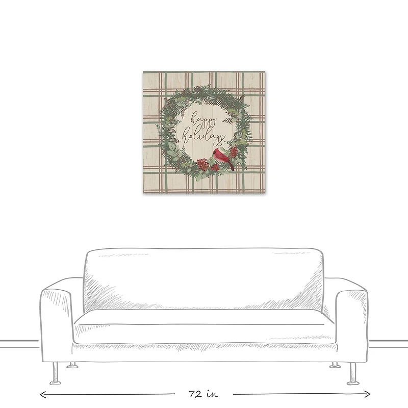 Happy Holidays Plaid Canvas Wall Art