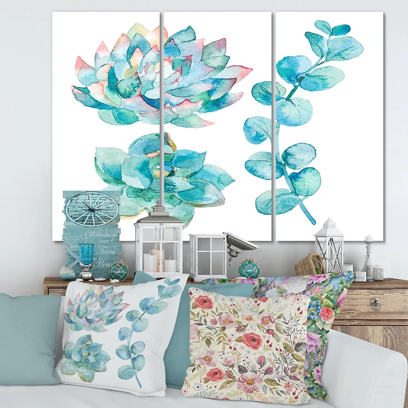 Designart - Eucalyptus Leaves and Succulents