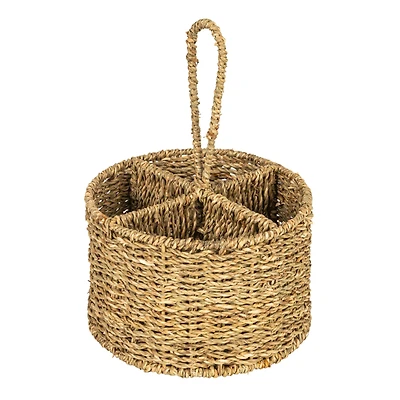 Hello Honey® 11.5" Natural Round Seagrass 4-Section Caddy
