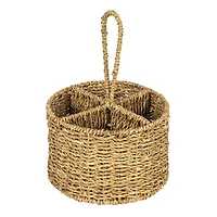 Hello Honey® 11.5" Natural Round Seagrass 4-Section Caddy