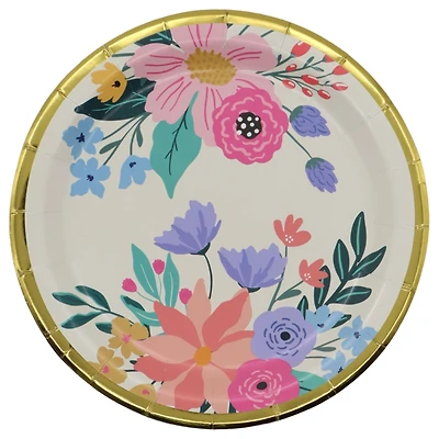 7" Flowers with Gold Trim Snack Plates, 8ct. by Celebrate It™
