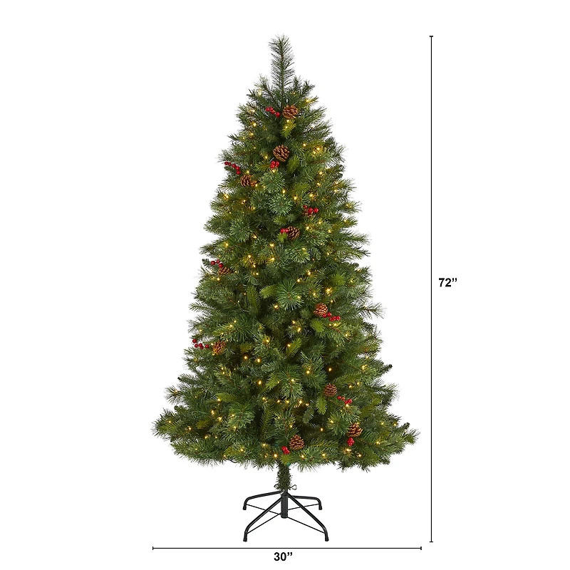 6ft. Pre-Lit Aberdeen Spruce Artificial Christmas Tree, Clear LED Lights