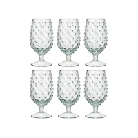 Hello Honey® 12oz. Clear Glass Hobnail Stemmed Drinking Glass Set, 6ct.