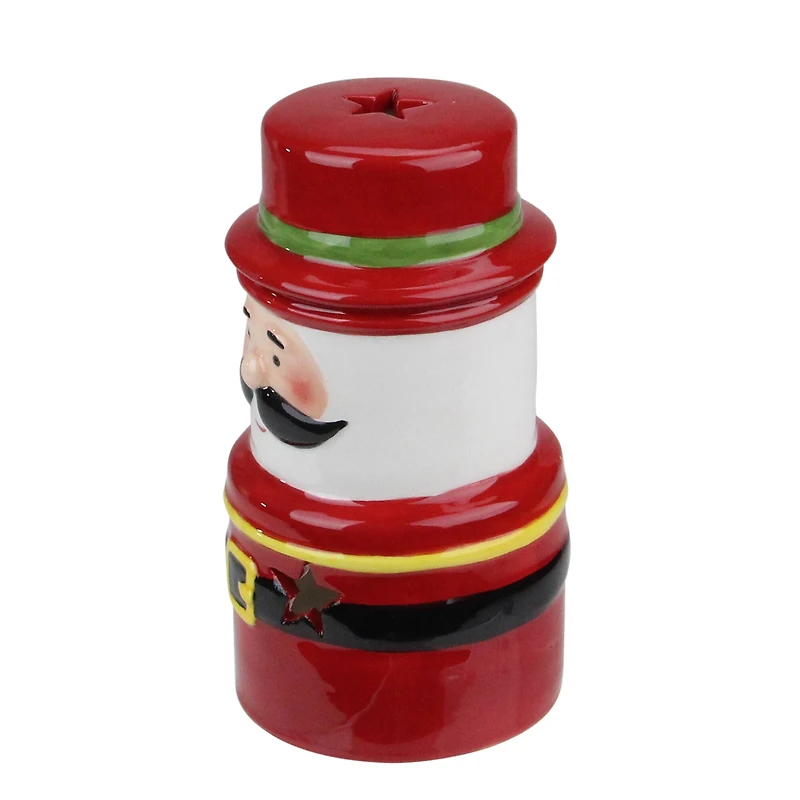 5.5" Red Ceramic Santa Gnome Tealight Candle Holder