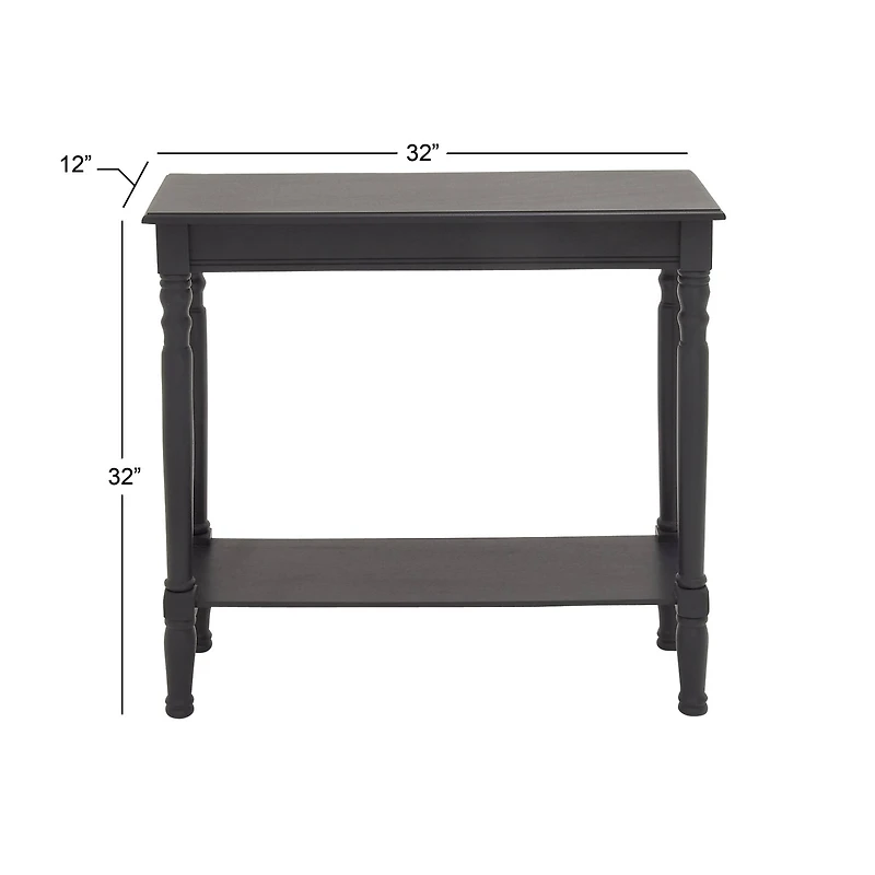 Black Traditional Wood Console Table, 32" x 32"