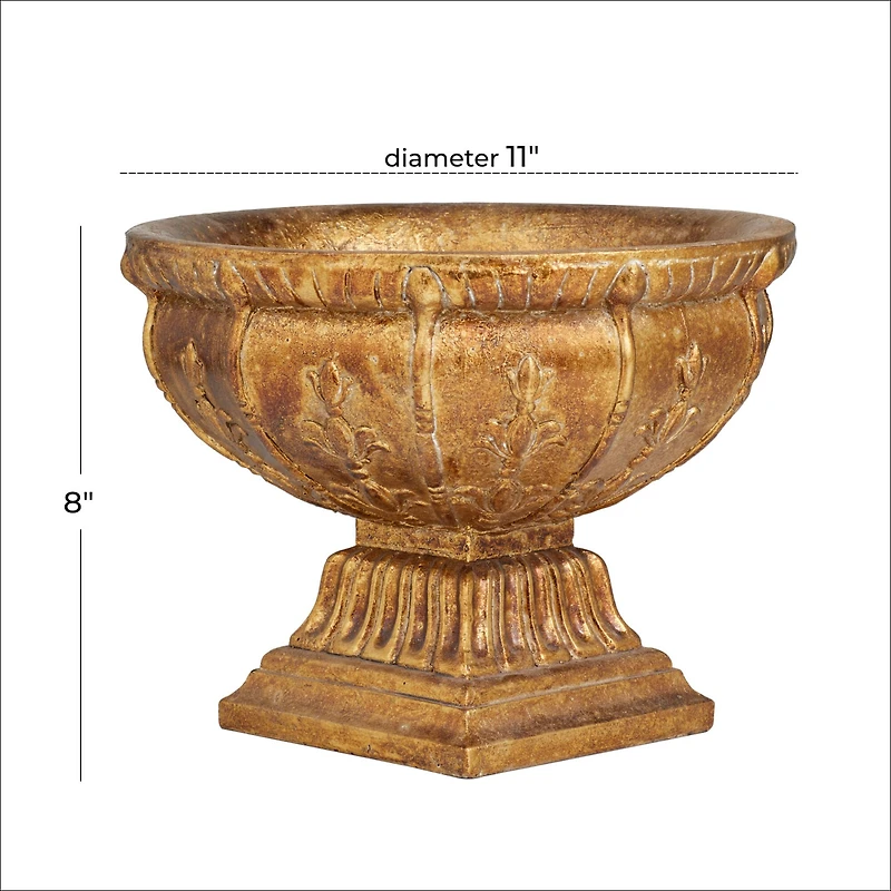 Gold Polystone Traditional Decorative Bowl, 9" x 11" x 11"