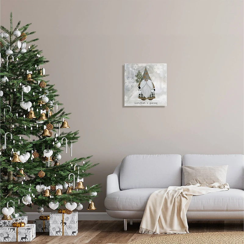 Stupell Industries Christmas Is Gnoming Holiday Pattern Canvas Wall Art