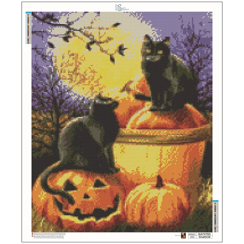 Sparkly Selections Halloween Cats Diamond Painting Kit, Round Diamonds