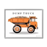 Stupell Industries Orange Dump Truck Traditional Construction Vehicle in Gray Frame Wall Art