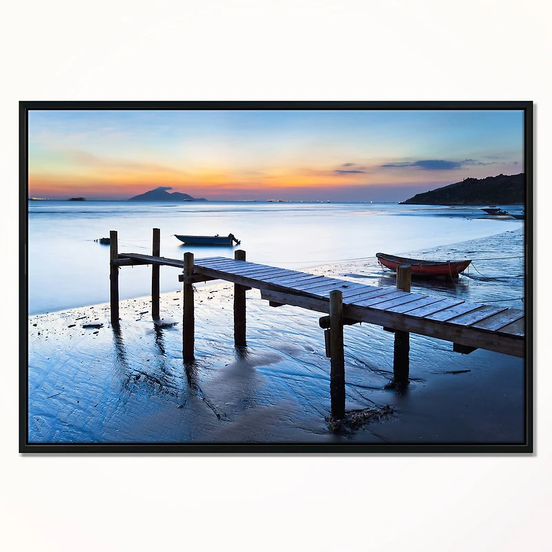 Designart - Old Wooden Pier in Bright Sea