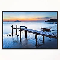 Designart - Old Wooden Pier in Bright Sea