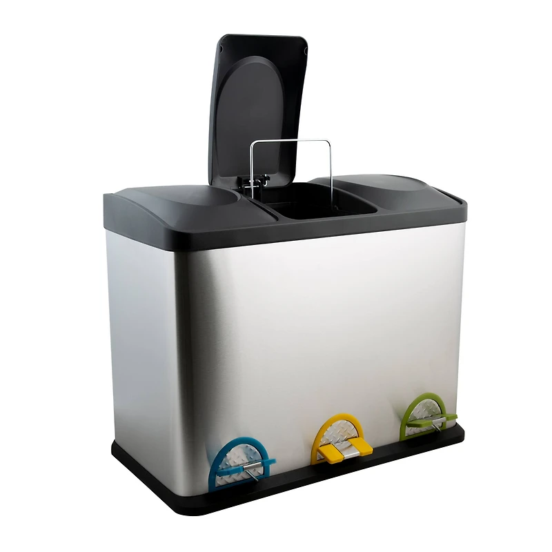 Organize It All 3 Compartment Stainless Steel Recycle Bin