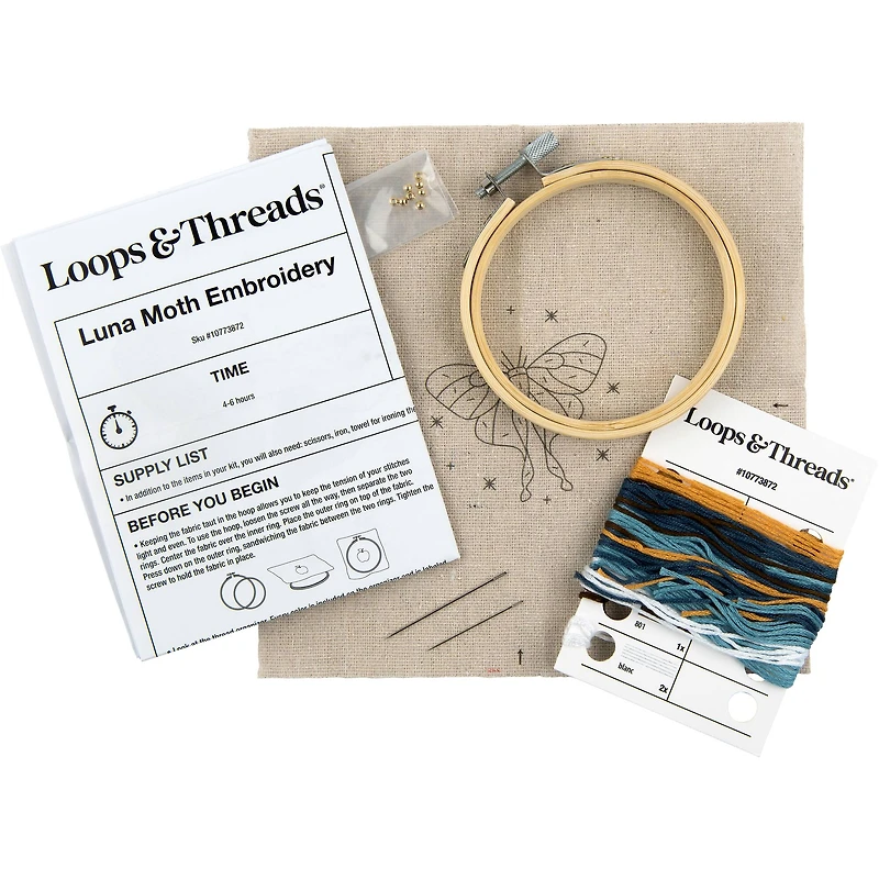 3.5" Luna Moth Embroidery Kit by Loops & Threads®