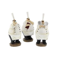 10" White Polystone Traditional Chef Sculpture, 3ct.