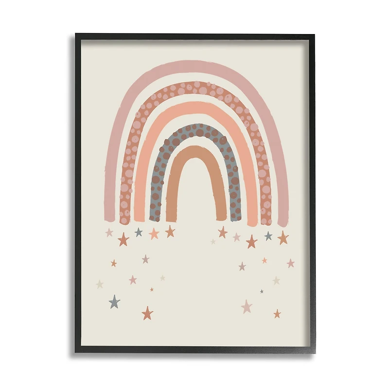 Stupell Industries Desert Rainbow Falling Stars Beige Pink in Black Frame Wall Art