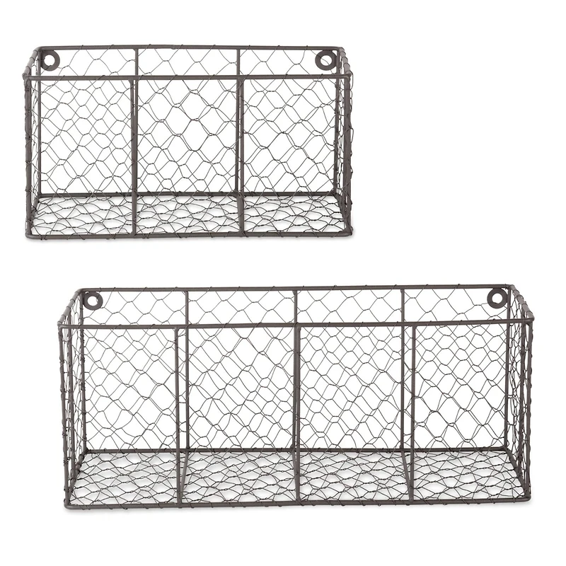 DII® Gray Wall Mount Chicken Wire Basket Set