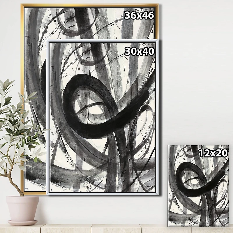Designart - Black and White Minimalistic Painting