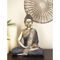 Brass Bohemian Polystone Sculpture, Buddha 16" x 12" x 6"