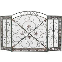 52" Green Metal Fireplace Screen