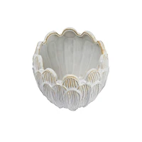 Hello Honey® 8" Ivory Stoneware Flower Shaped Planter