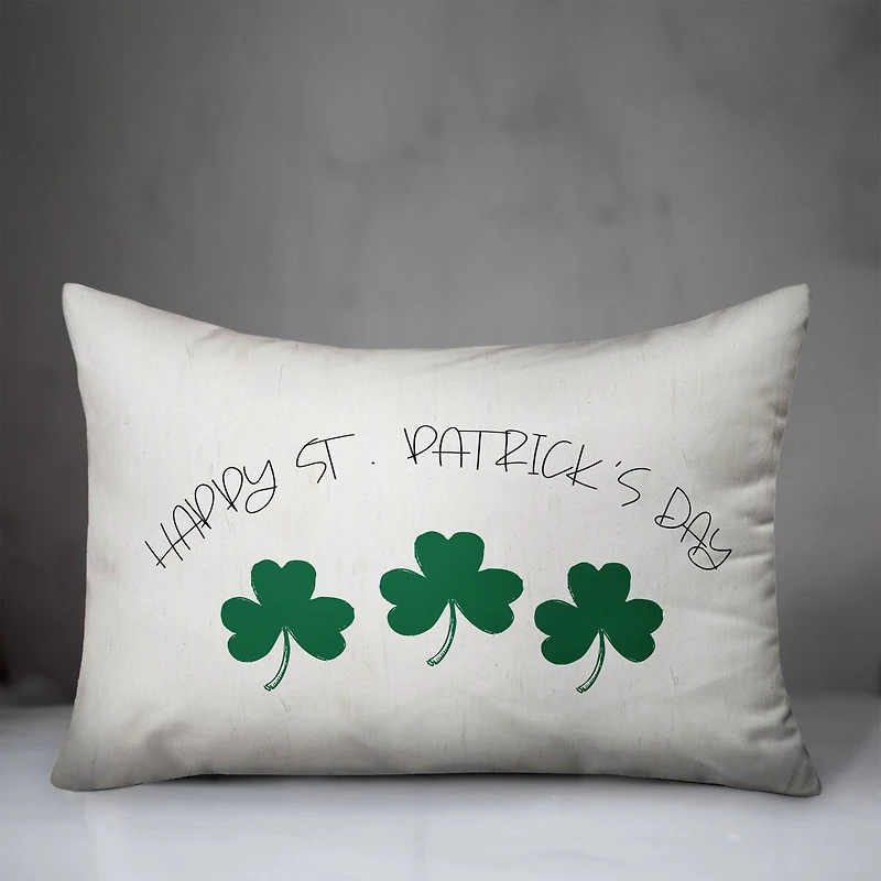 Happy Patricks Day Clover 14" x 20" Throw Pillow