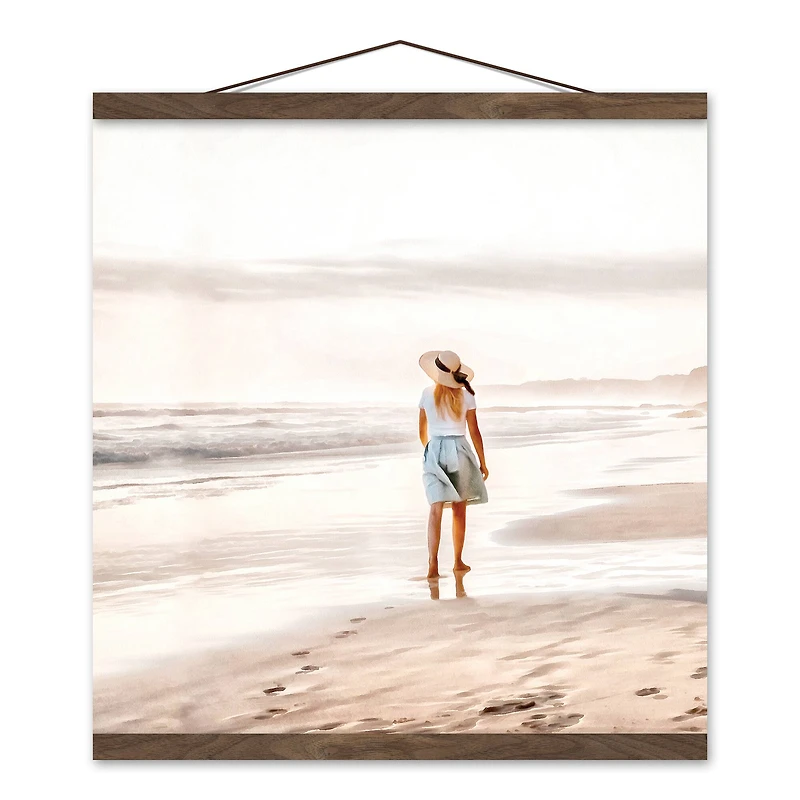 Beach Walk Teak Hanging Canvas