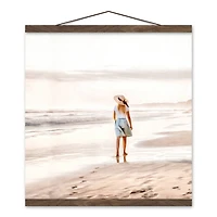 Beach Walk Teak Hanging Canvas