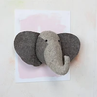 Hello Honey® 16" Gray Handmade Wool Felt Elephant Head Wall Hanging
