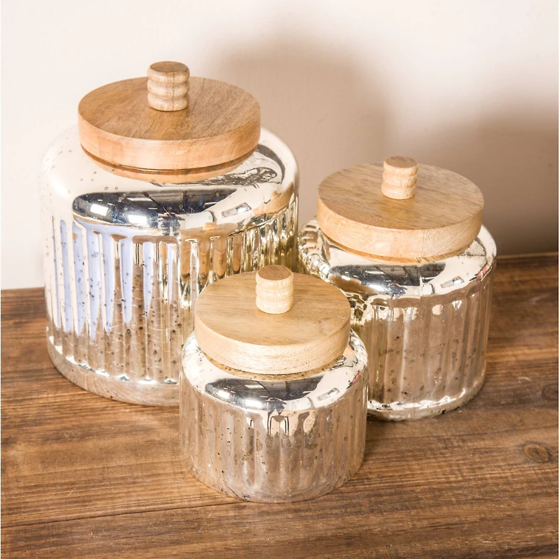 The Novogratz Silver Glass Farmhouse Decorative Jar Set
