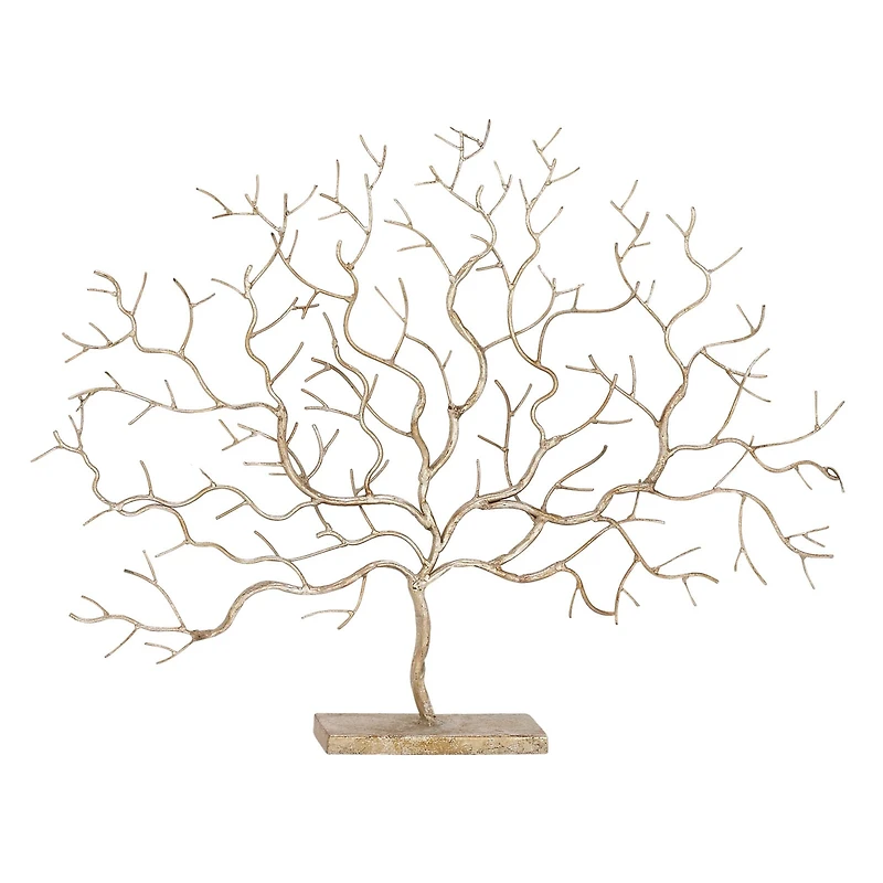 32" Silver Metal Tree Sculpture