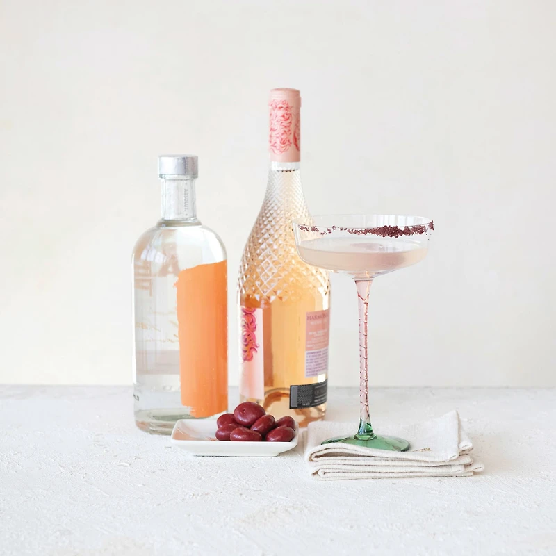 Hello Honey® 10oz. Pink, Green & Clear Champagne Coupe Glass