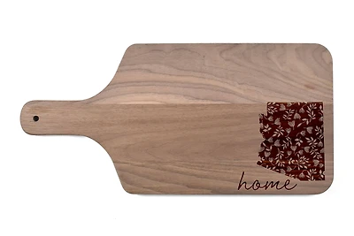 17" Floral Home State Walnut Paddle Cutting Board