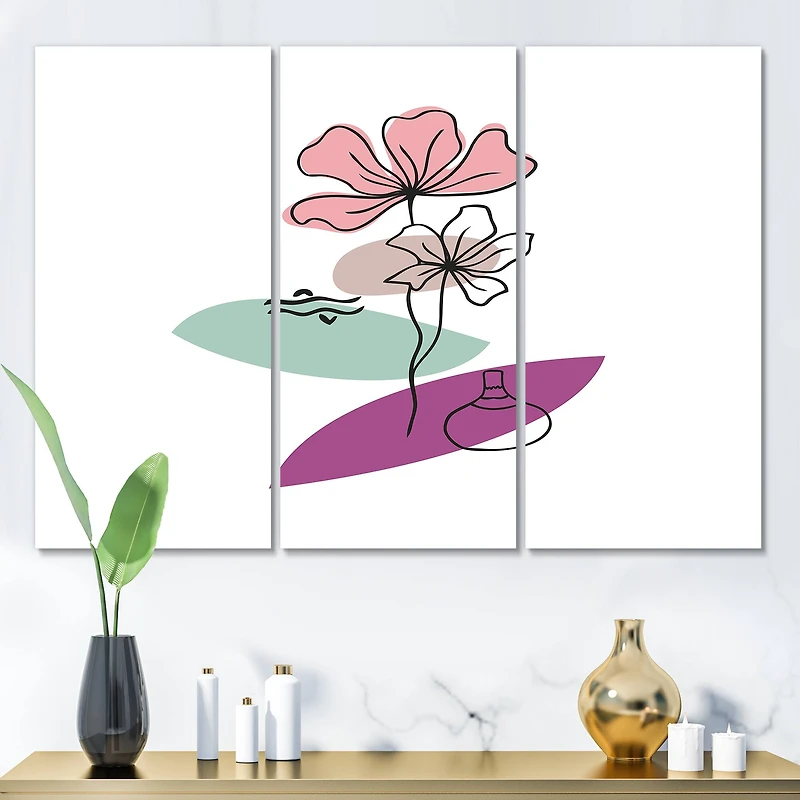 Designart - Elementary Shapes With Abstract Flowers Plants IV