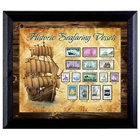 Ships on Stamps in Wall Frame