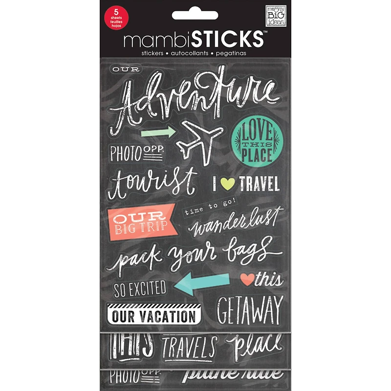 Me & My Big Ideas Glitter Stickers Value Pack-Tourist - Chalk, 100/Pkg