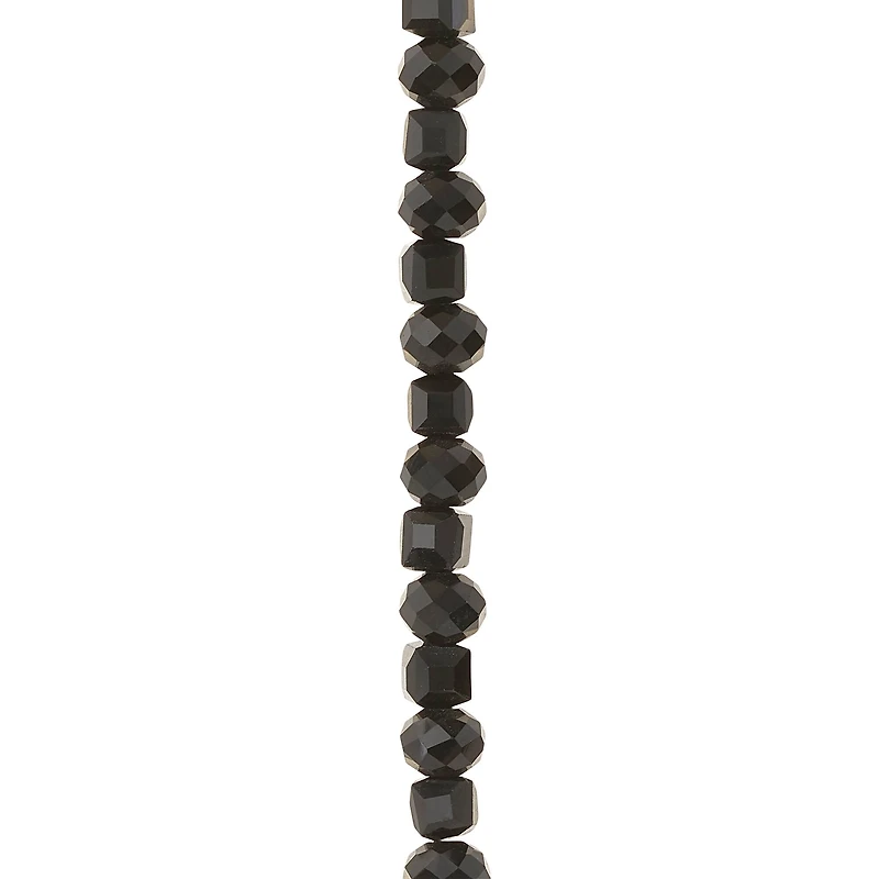 Black Faceted Glass Rondelle & Cube Beads, 6mm by Bead Landing™