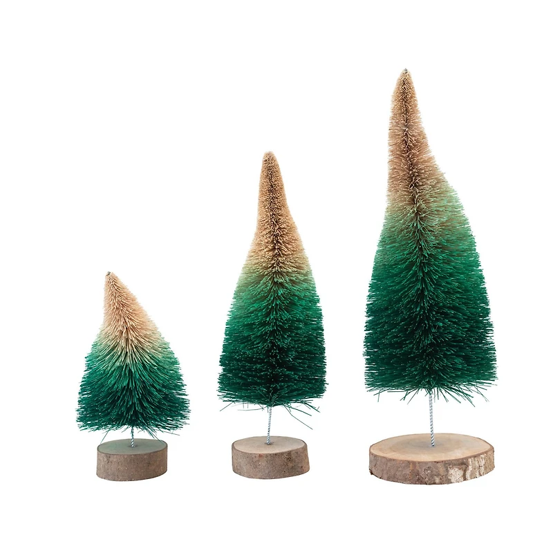 Hello Honey® Green Ombre Bottle Brush Tree with Wood Base